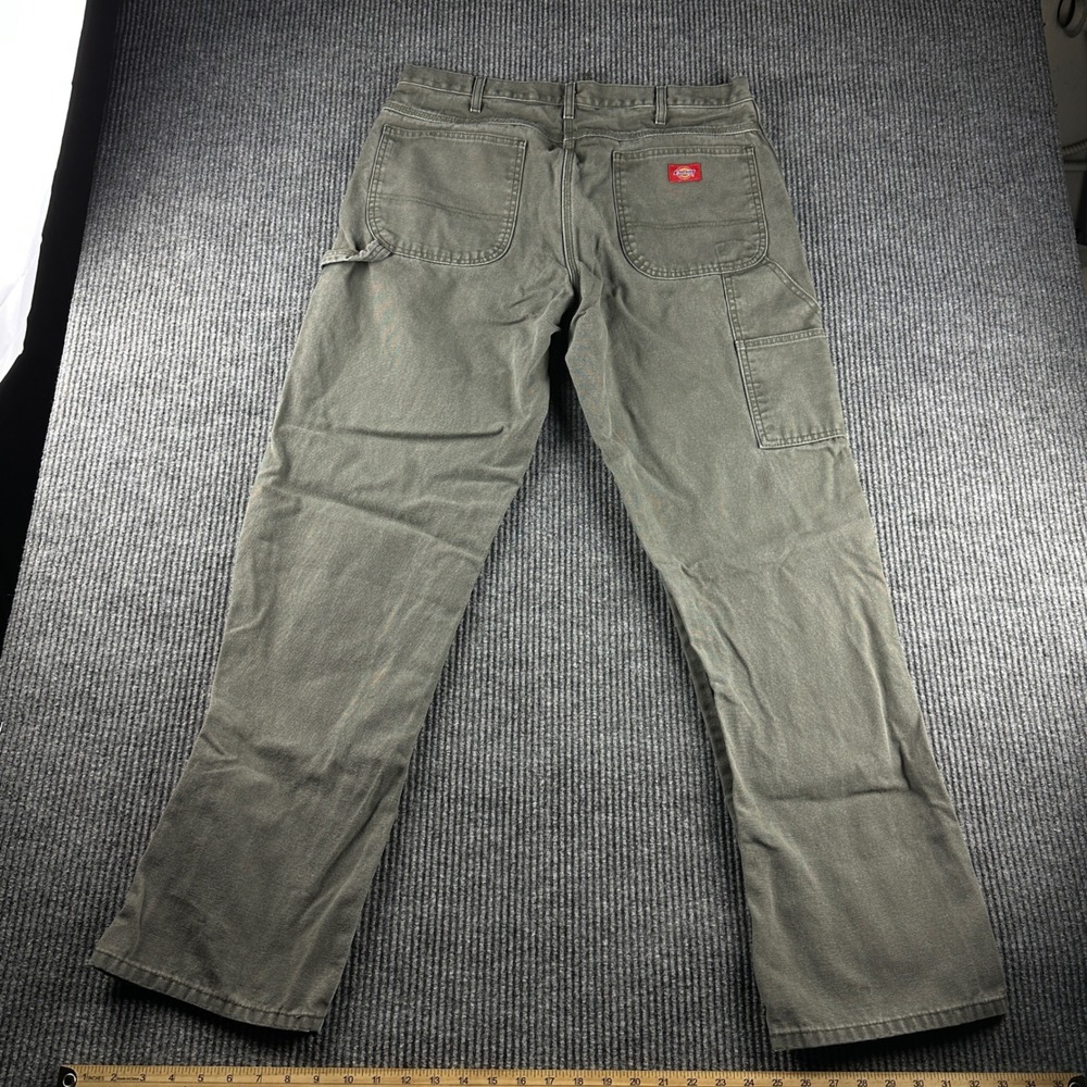 Dickies Mens 36x34 Relaxed Fit Carpenter Pants Olive Green Duck Canvas 1939RMS